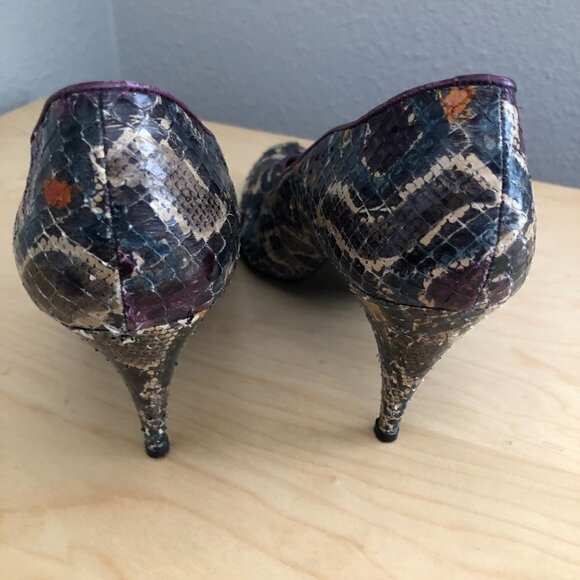 Vintage STUART WEITZMAN for MR. SEYMOUR Snakeskin Pointed Toe Pumps Office Siren - Picture 11 of 12